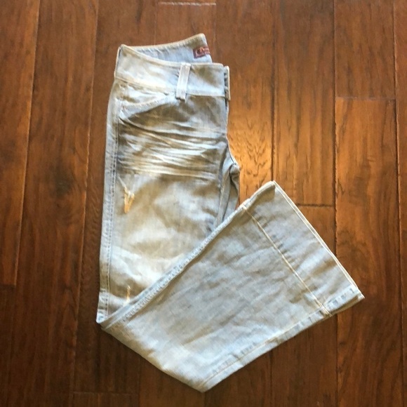 Divine Rights of Denim Envy Low Rise Distressed Wide Leg Jeans Size 29 - Picture 1 of 8